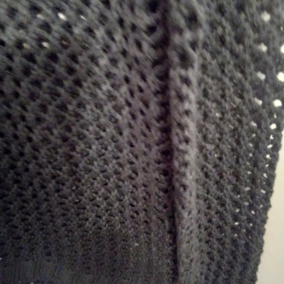 Charcoal Grey Open Knit Long Sleeve V Neck Sweater - Picture 8 of 15